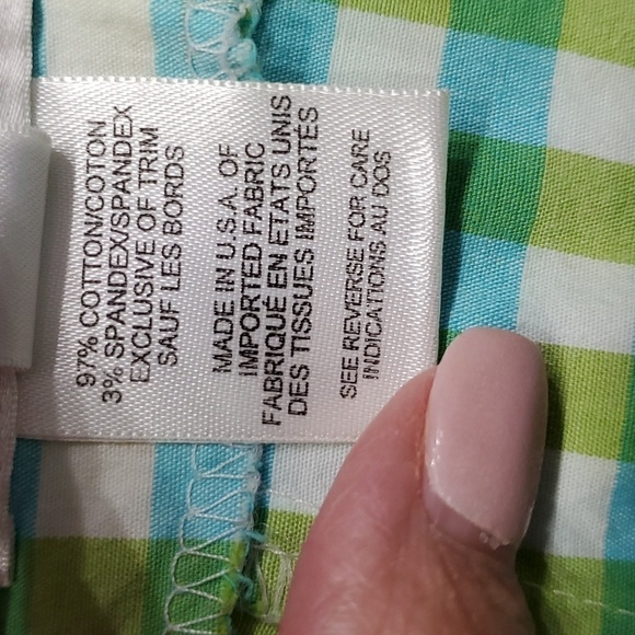 TALBOTS CHECKED BLUE AND GREEN PANTS. Size‎ 8. Side zipper. - Picture 8 of 9